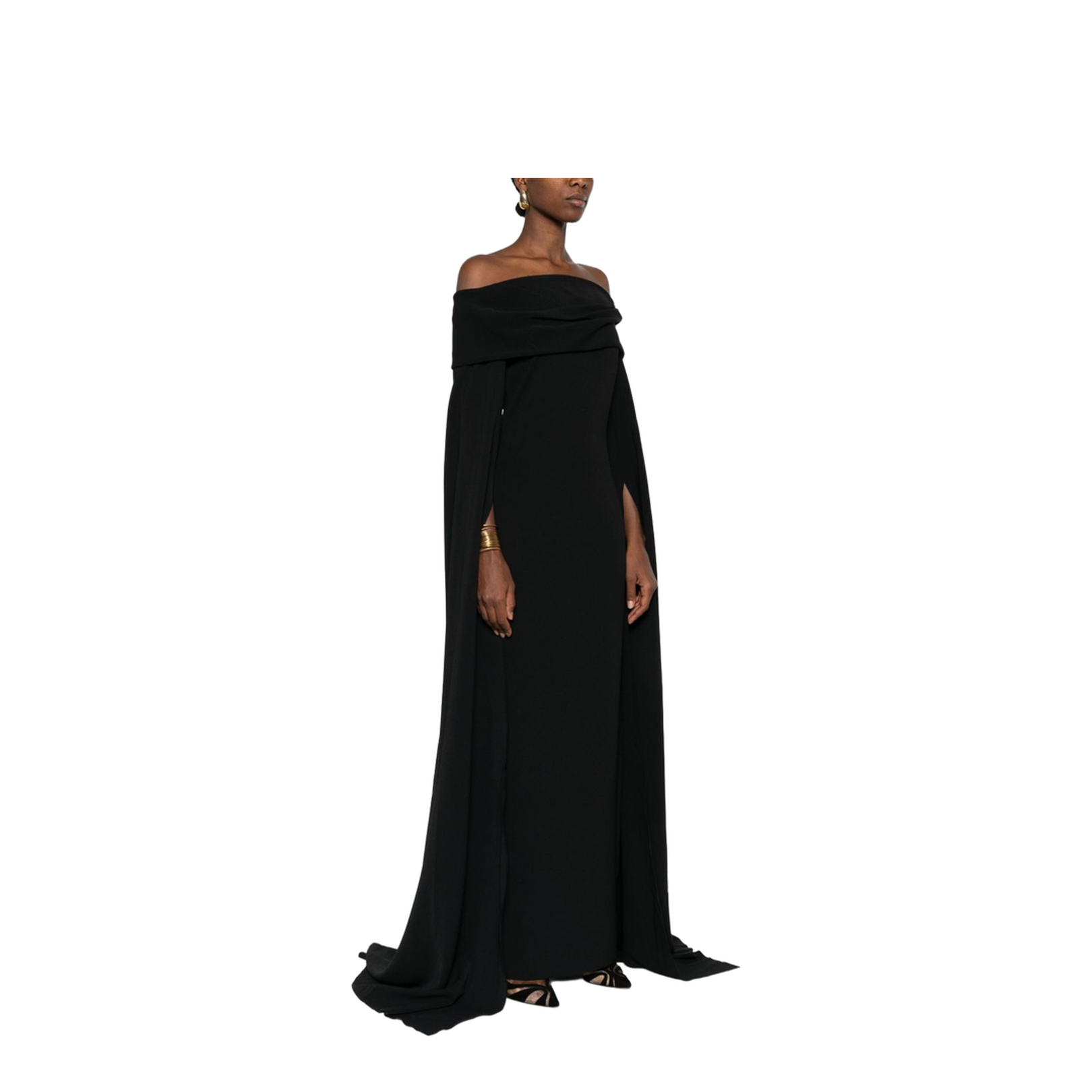 Black Off-Shoulder Neckline Maxi Length Dress - Image 5