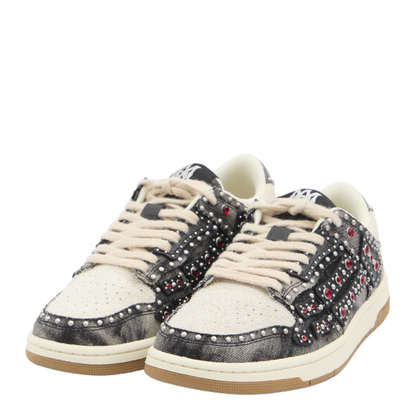 Skel Top Black Sneaker With Beads And Crystals - Image 2