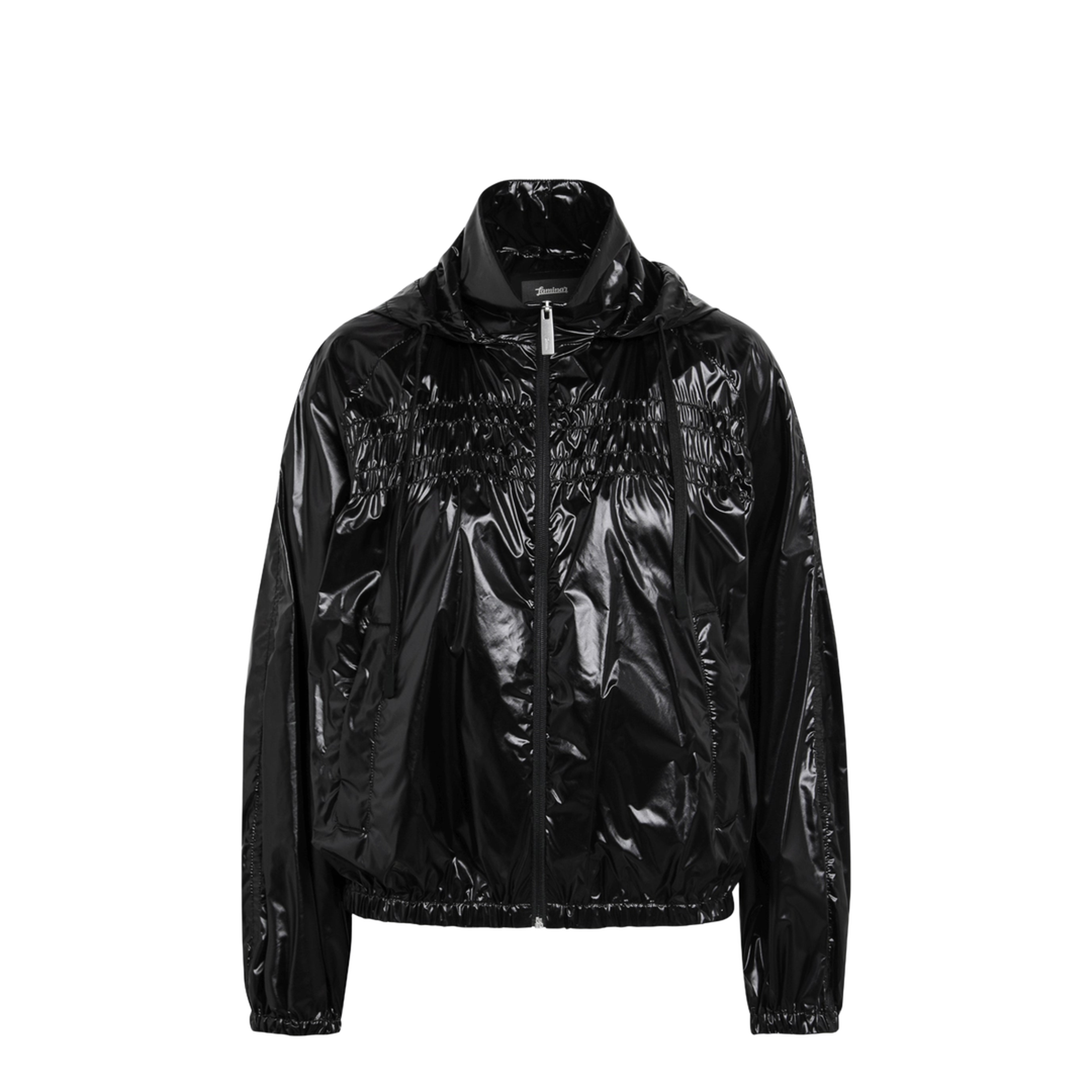 Black Shiny Nylon Jacket - Image 1