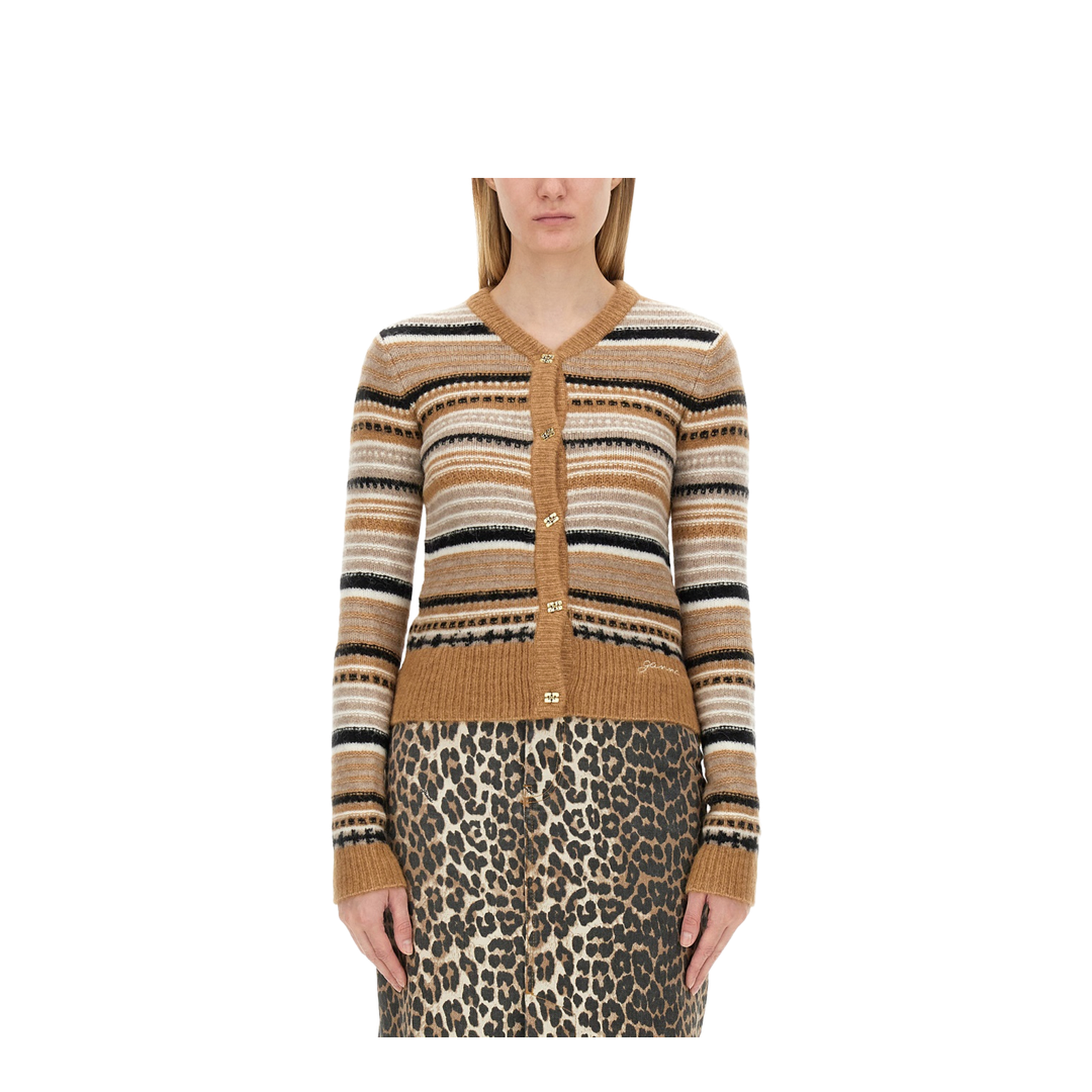 Cardigan with Stripe Pattern - Image 1