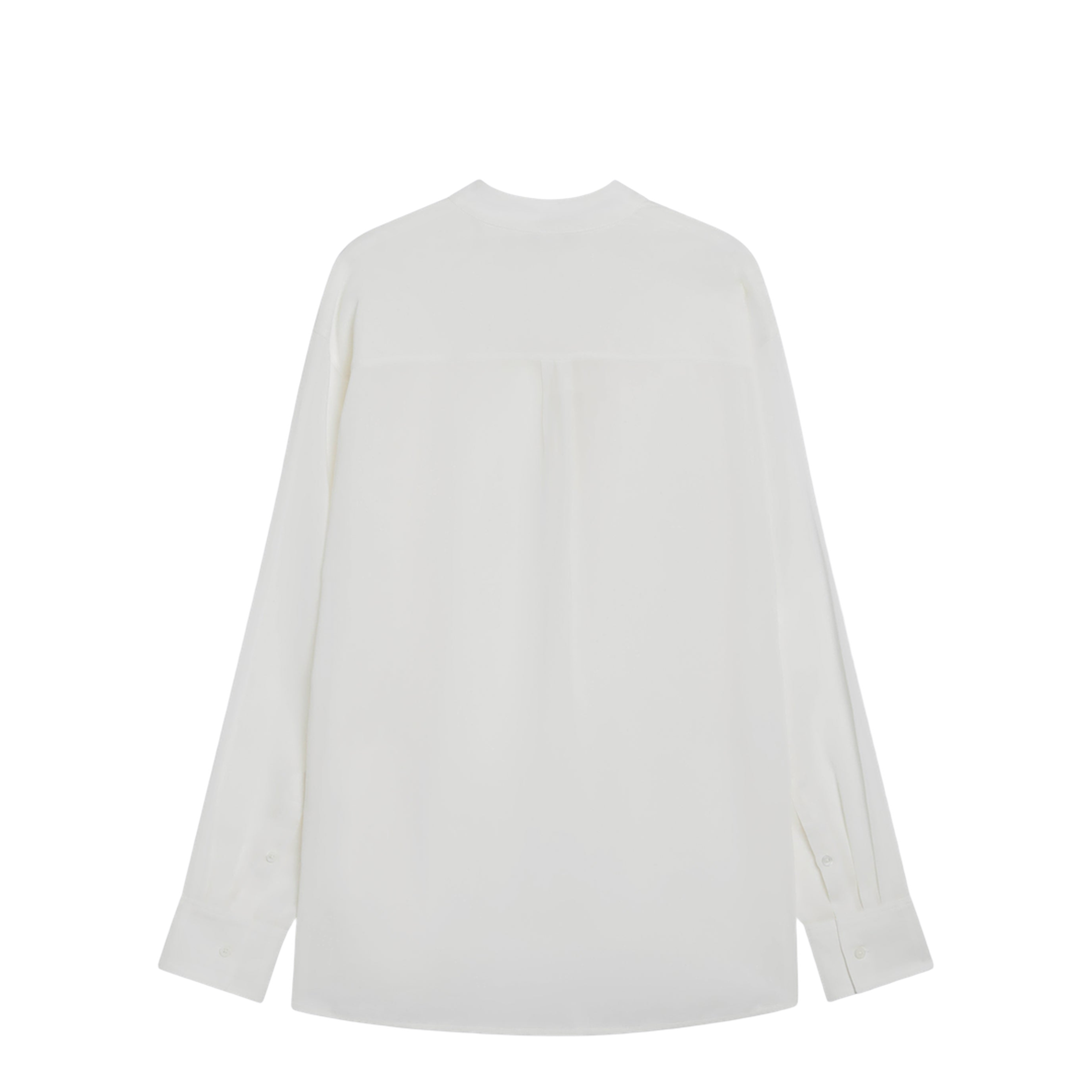 Overlap-collar Blouse in Viscose and Wool, White - Image 2