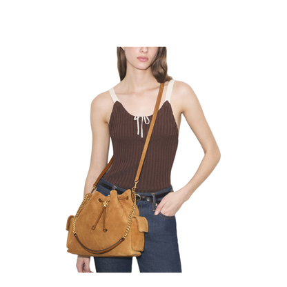 Romy Suede Bucket Bag - Caramel - Image 4