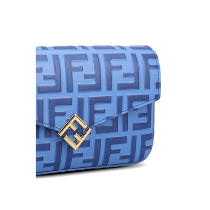 FF Diamonds Calf Leather Wallet on Chain - Azul mar - Image 3