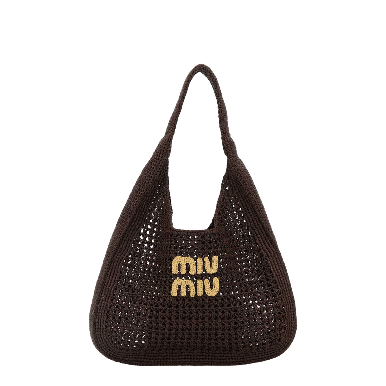 Cocoa Brown Raffia-Effect Woven Hobo Bag - Image 5