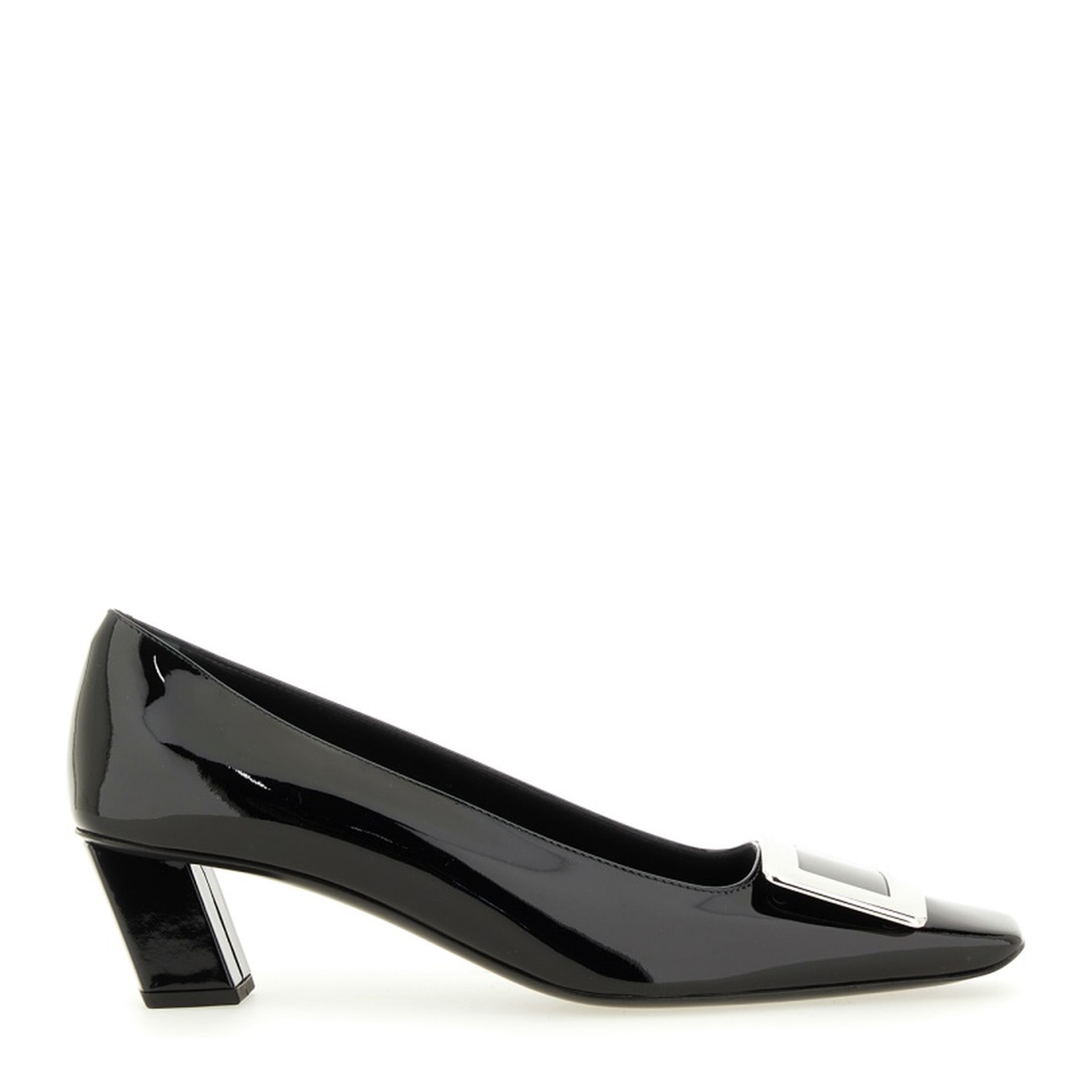 black calfskin pumps with buckle and wide heel - Image 1
