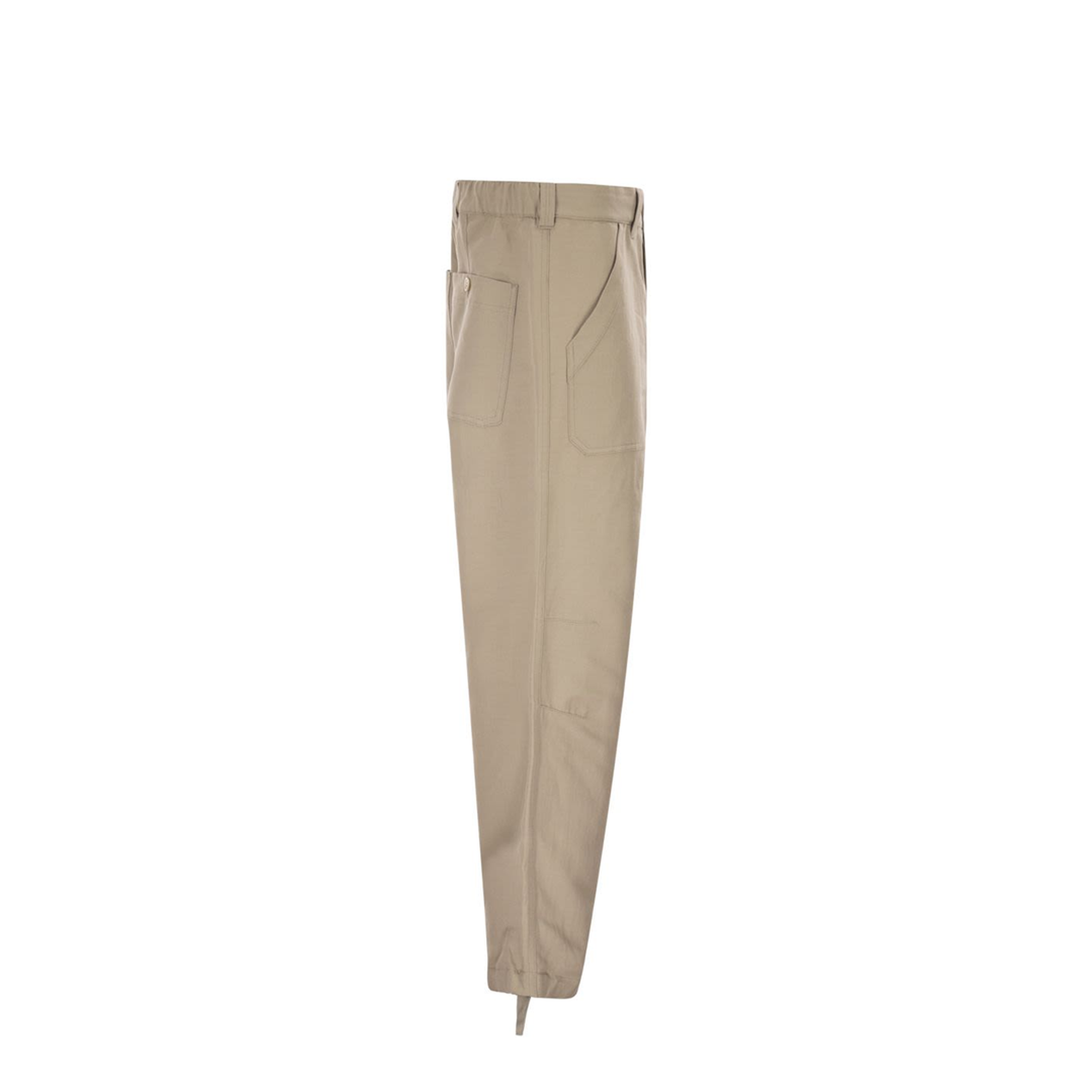 Cotton and linen drill trousers with patch pockets and drawstring - Image 3