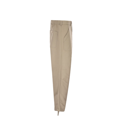 Cotton and linen drill trousers with patch pockets and drawstring - Image 3