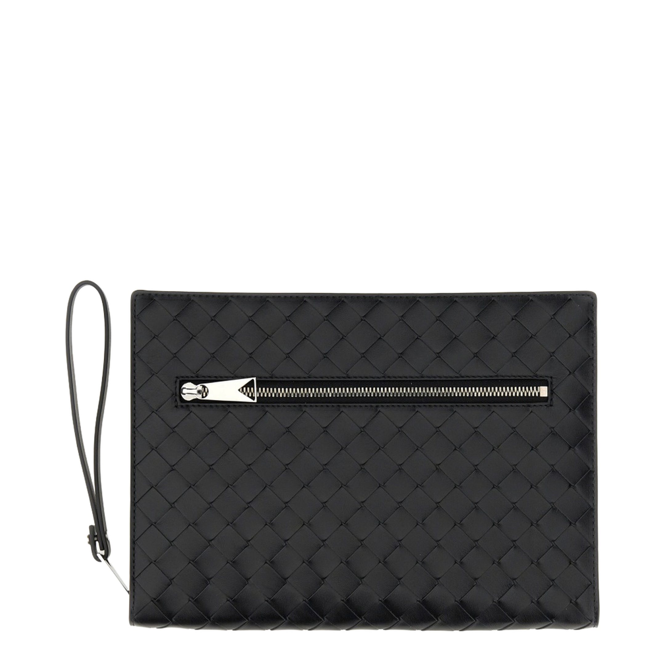 Intrecciato Leather Pouch - Black - Image 1