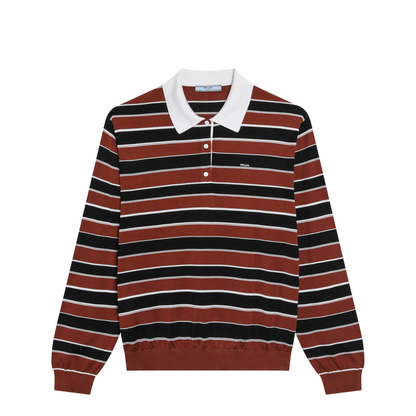 Rust/Black Striped Silk Polo - Image 1
