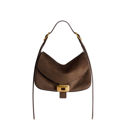 Clicca Medium Velvet Suede Calfskin Shoulder Bag - Muscade - Image 1