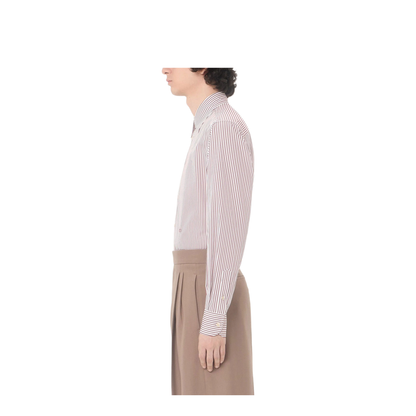 Cotton Poplin Striped Shirt with Vlogo Embroidery - Image 4