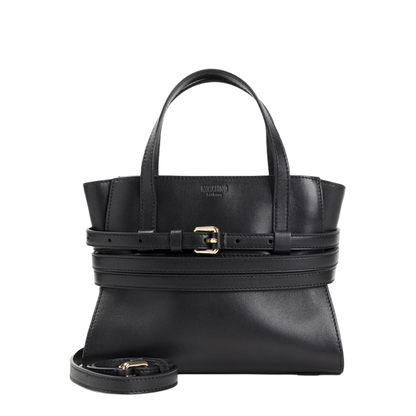Small Calf Leather Tote - Black - Image 1