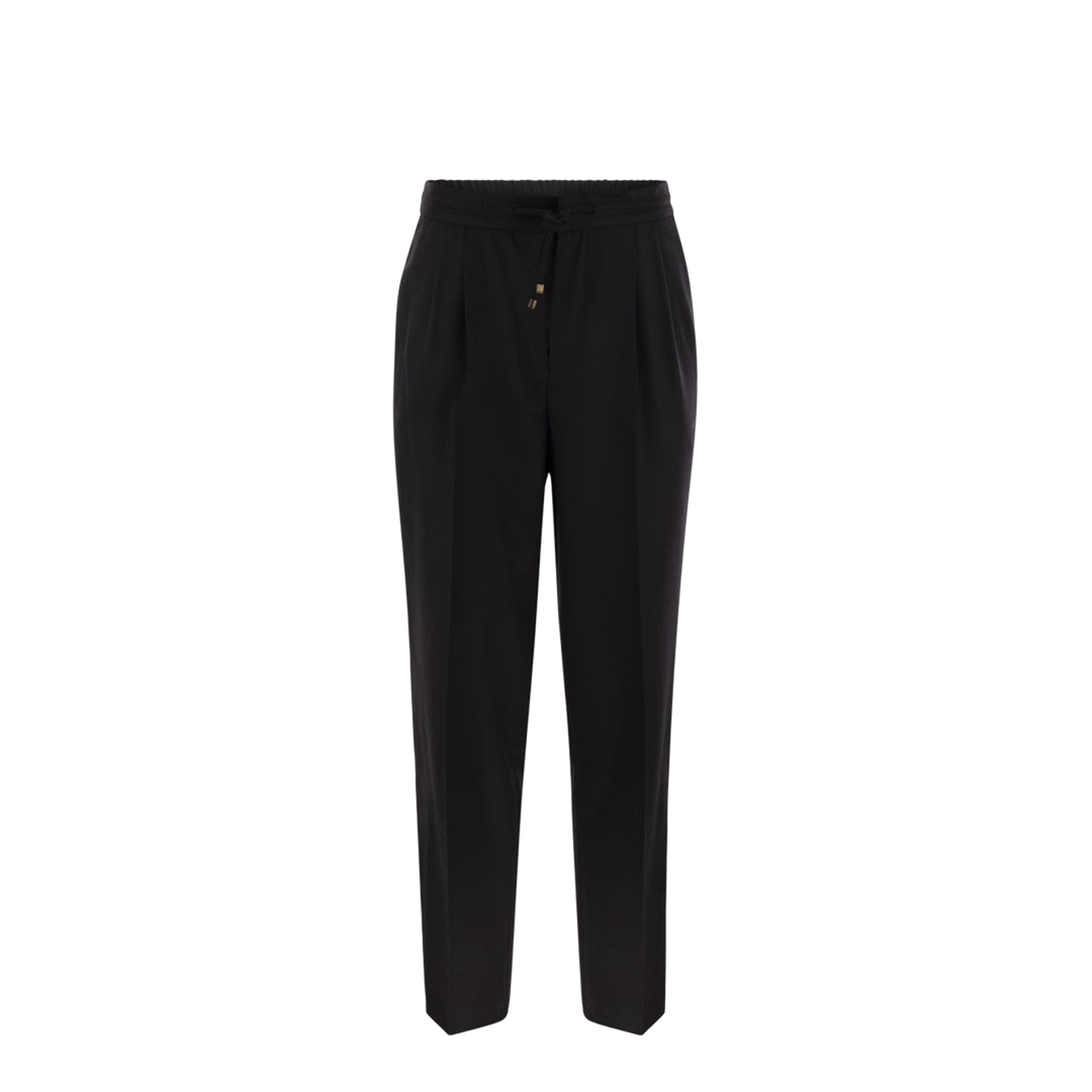 Leisure fit trousers in virgin wool flannel with drawstring and double darts - Image 3