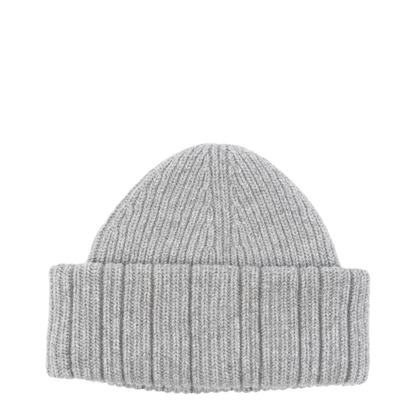 Grey Ribbed Wool Beanie - Image 1