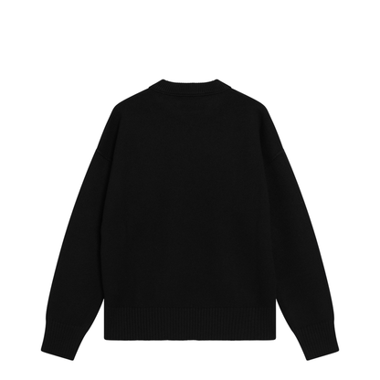 Black Wool De Coeur Crewneck Sweater - Image 2