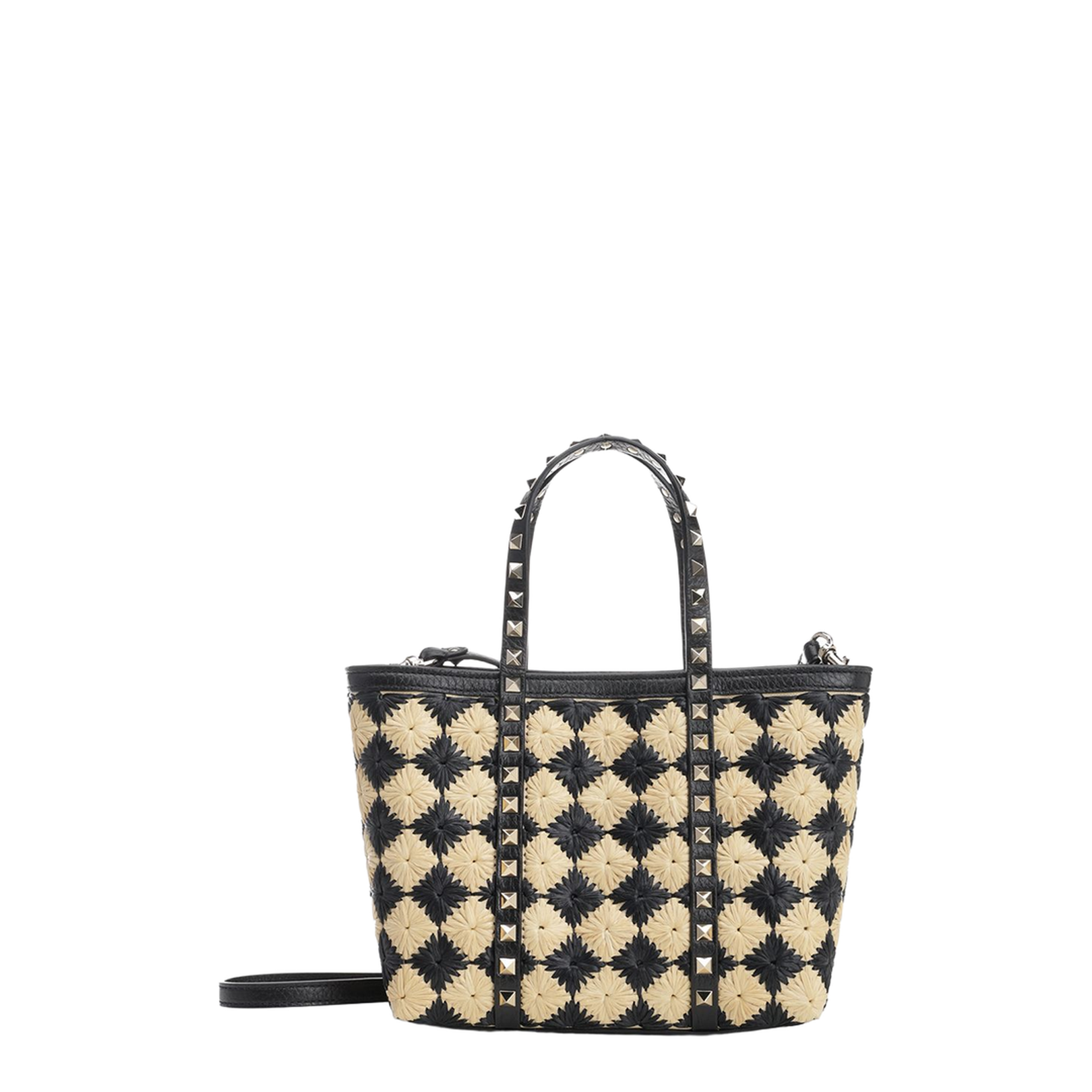 Embroidered Raffia Mini Rockstud Handbag - Image 3