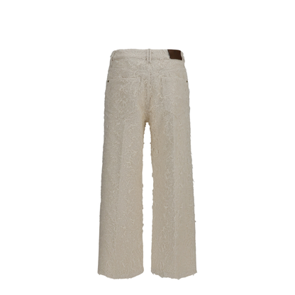 Square-leg Dyed Furry Pants with Monili - Image 2