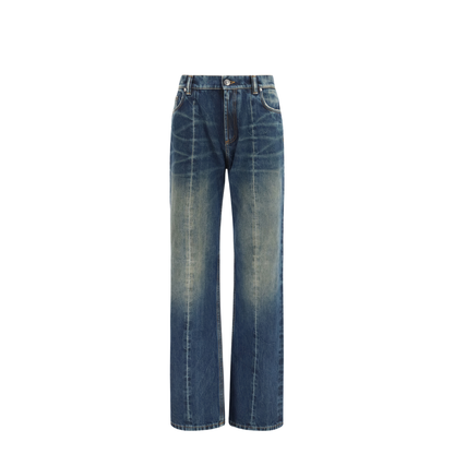 Distressed Straight-Leg Cotton Denim Jeans - Image 1