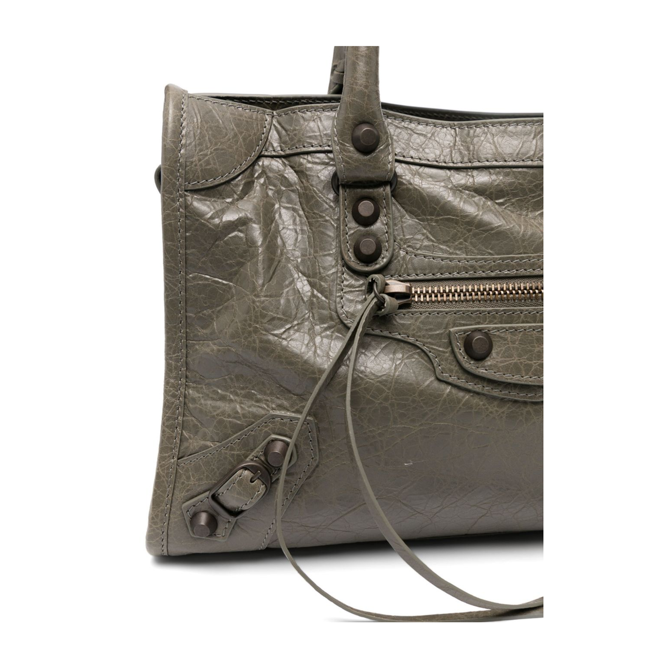 Le City Small Storico Fine-Grained Lambskin Leather Top-Handle Bag - Army Green - Image 4