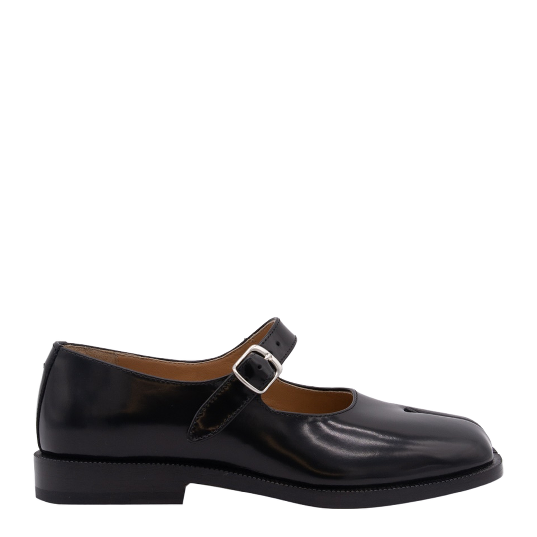 Black Leather Tabi Mary-Jane Shoes - Image 5
