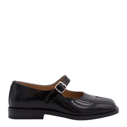 Black Leather Tabi Mary-Jane Shoes - Image 5