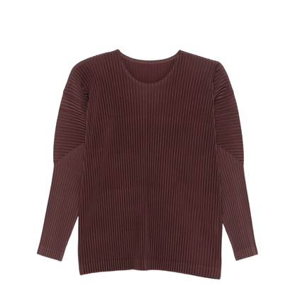 Pleated Texture Long Sleeve Crew Neck - Image 1