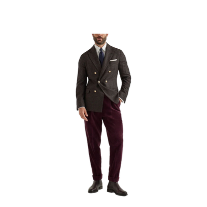 Prince of Wales One-and-a-Half Breasted Blazer with Metal Buttons - Image 2