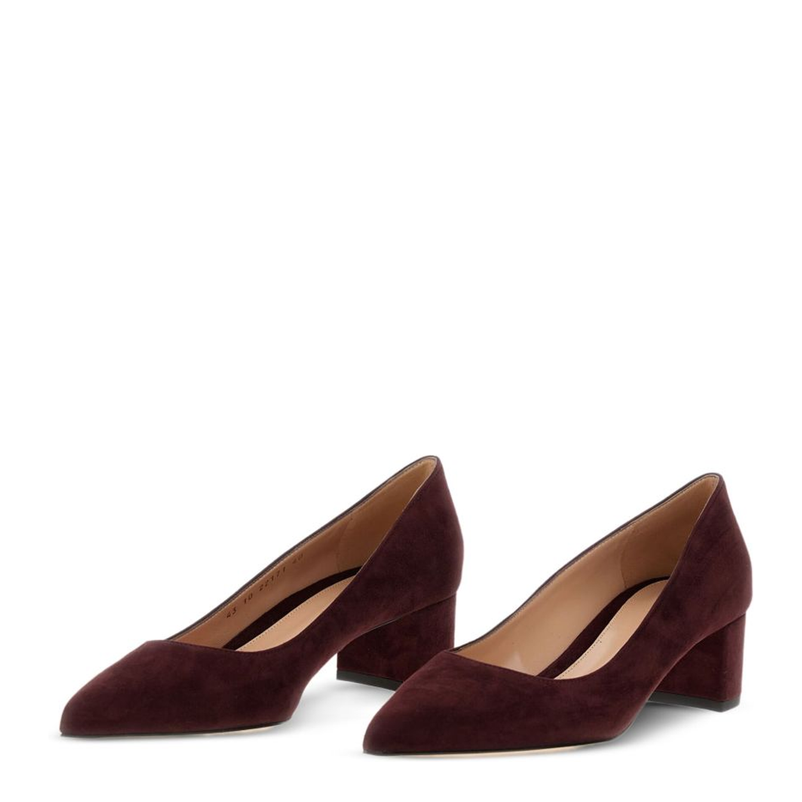 Suede Leather Pumps in Dark Red - Image 3
