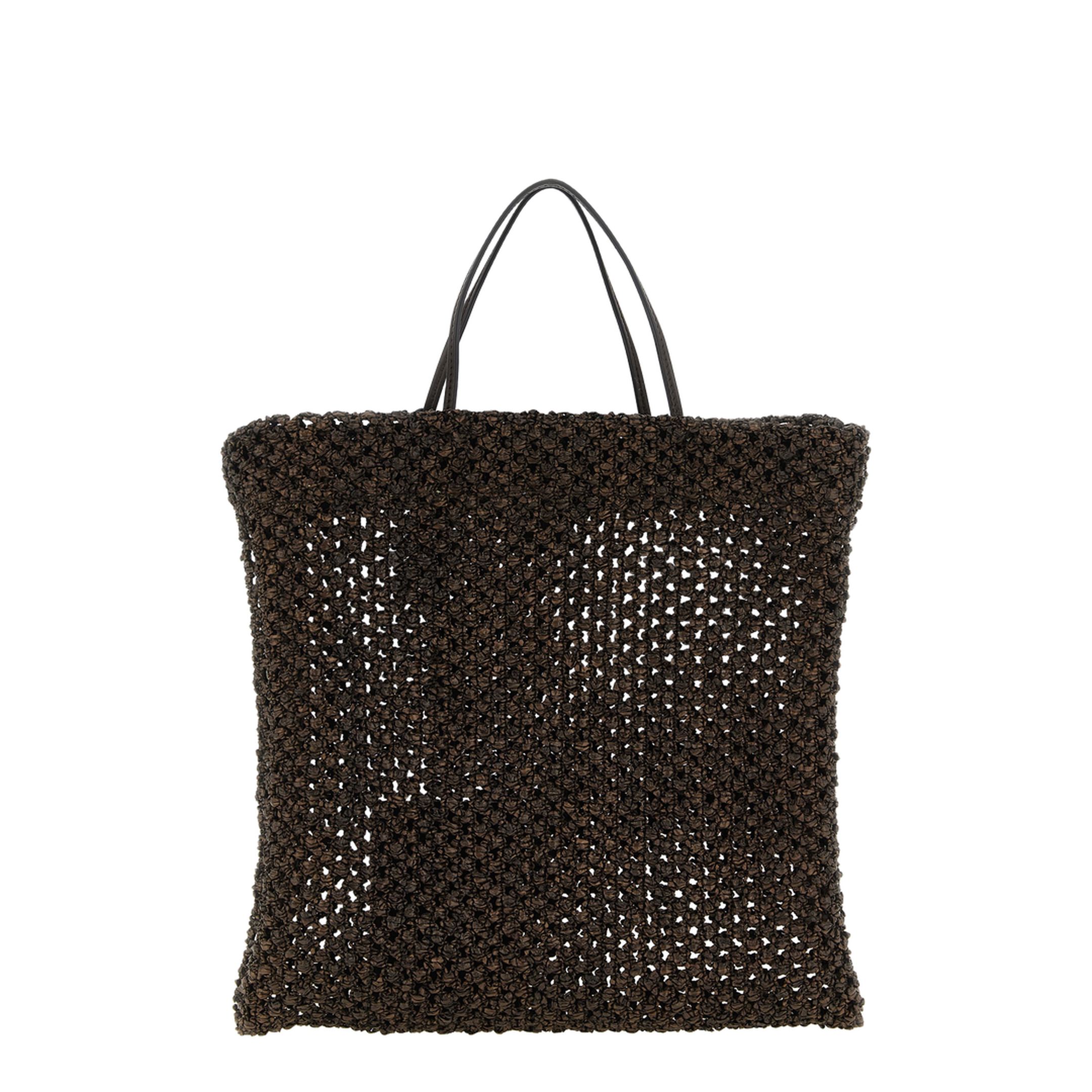 Barn Mini Raffia Nylon Tote - Dark Brown - Image 1