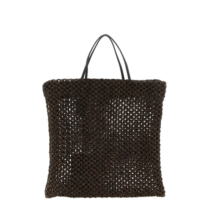 Barn Mini Raffia Nylon Tote - Dark Brown - Image 1
