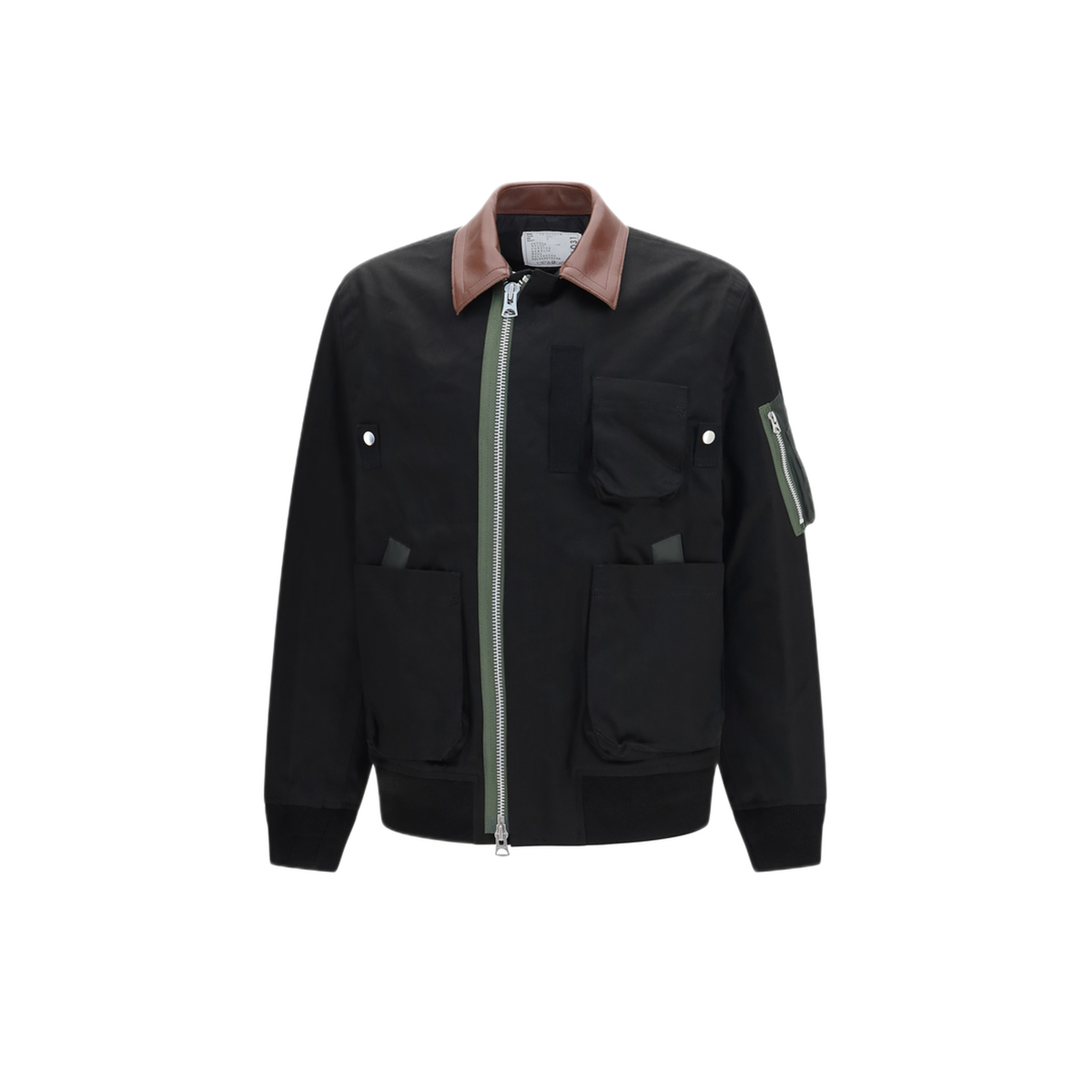 Cotton Bomber Jacket With Leather Details - Image 1