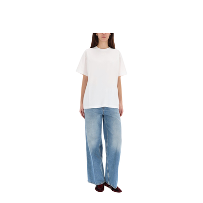 Cotton Jersey T-Shirt with Embroidery in White - Image 2