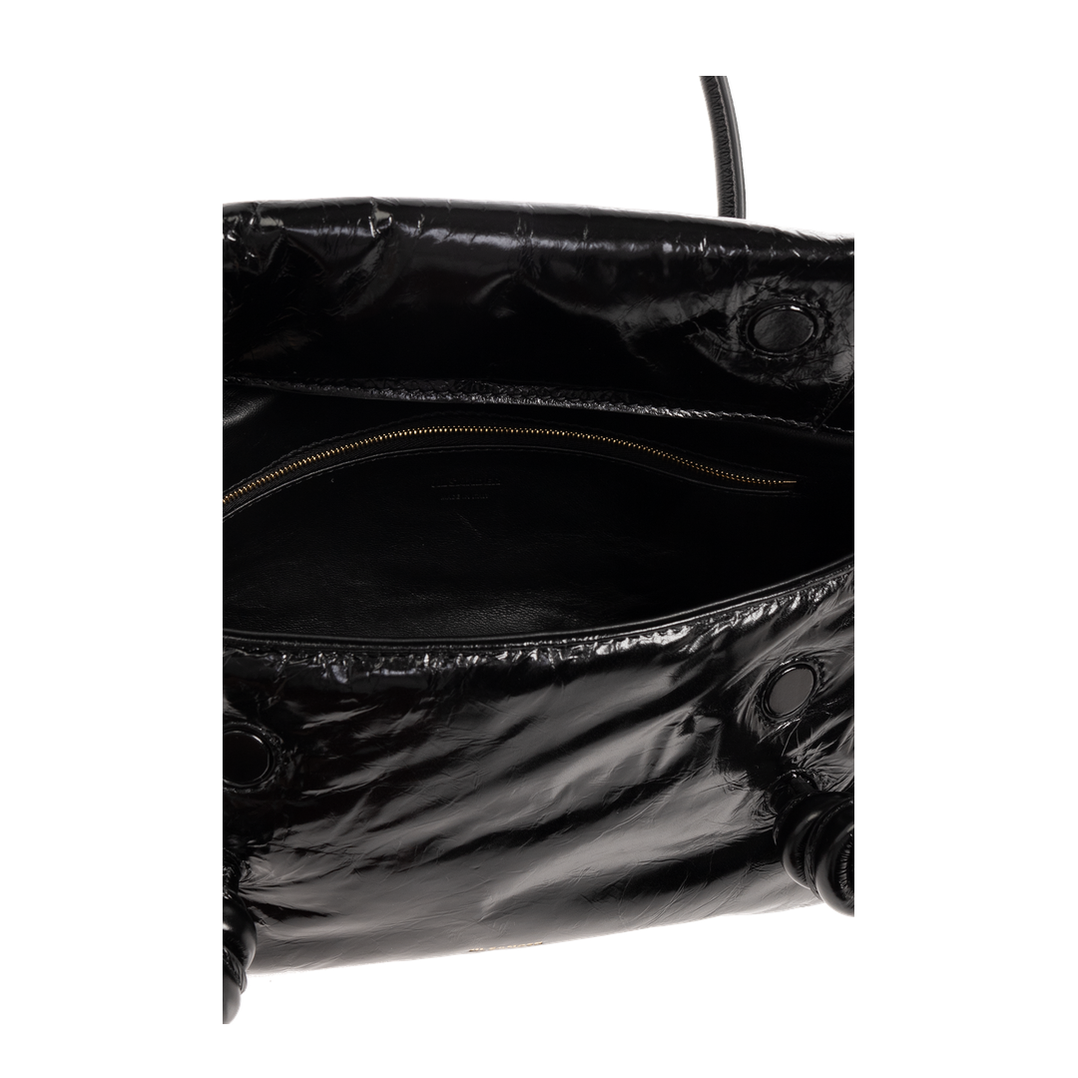 Knot Small Black Shoulder Bag With Laminated Logo In Patent Leather - Image 5