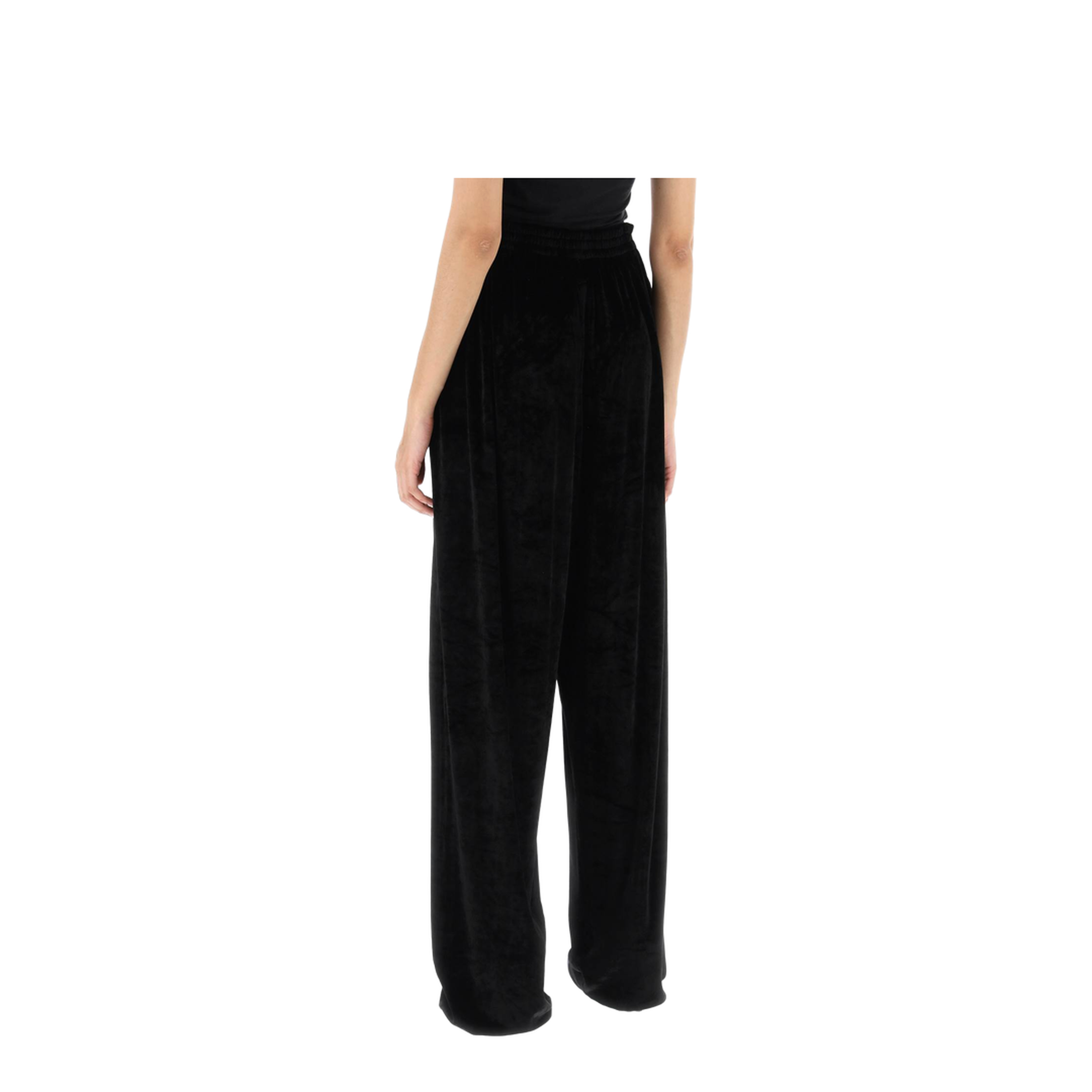Black Stretch Velvet Baggy Pant - Image 5