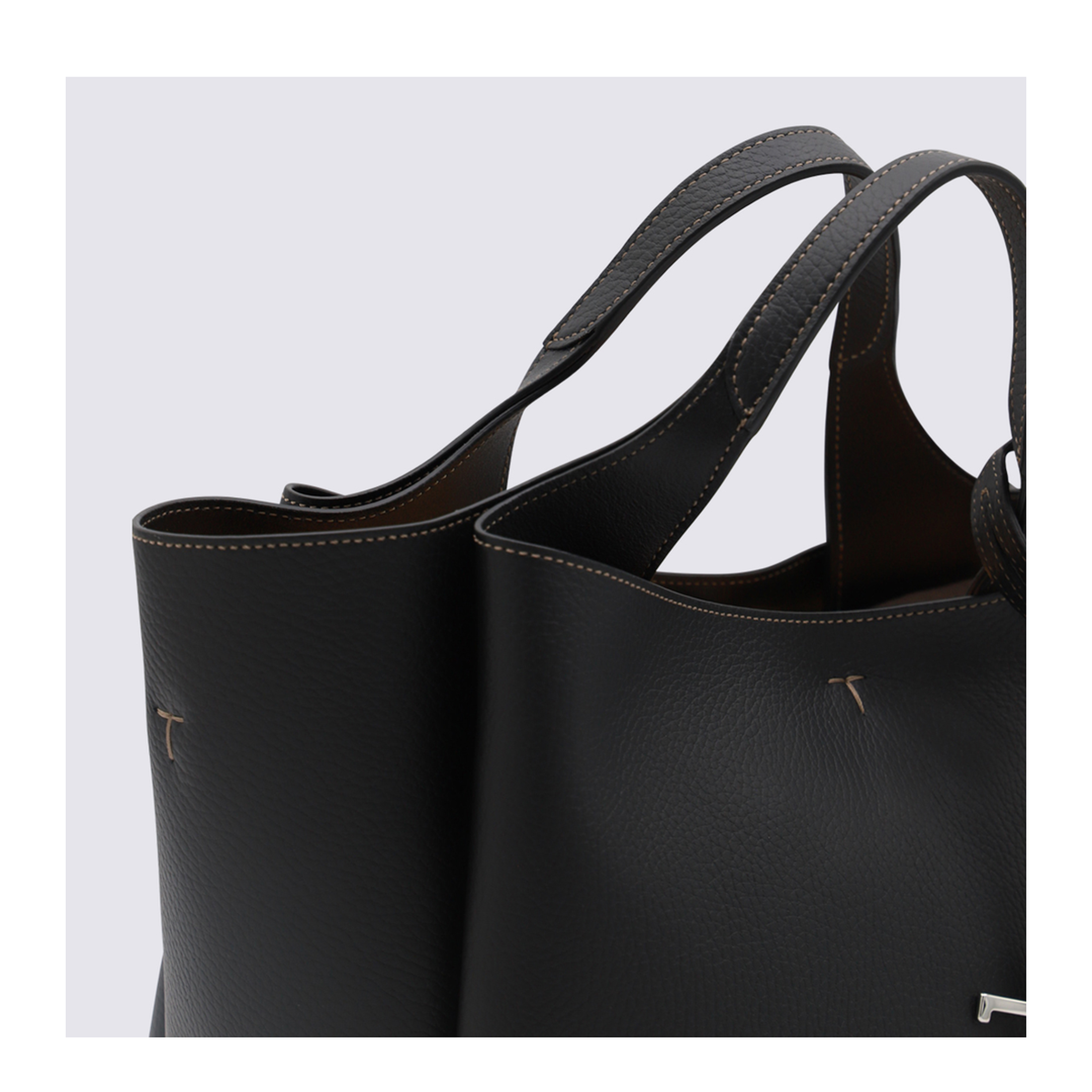 T Timeless Mini Calf Leather Tote - Black - Image 6