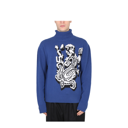 Inlaid Jacquard Turtleneck Sweater - Image 1