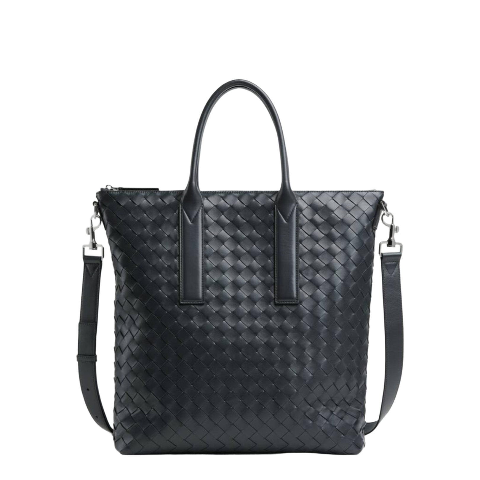 Intrecciato Leather Tote Bags - Black - Image 1