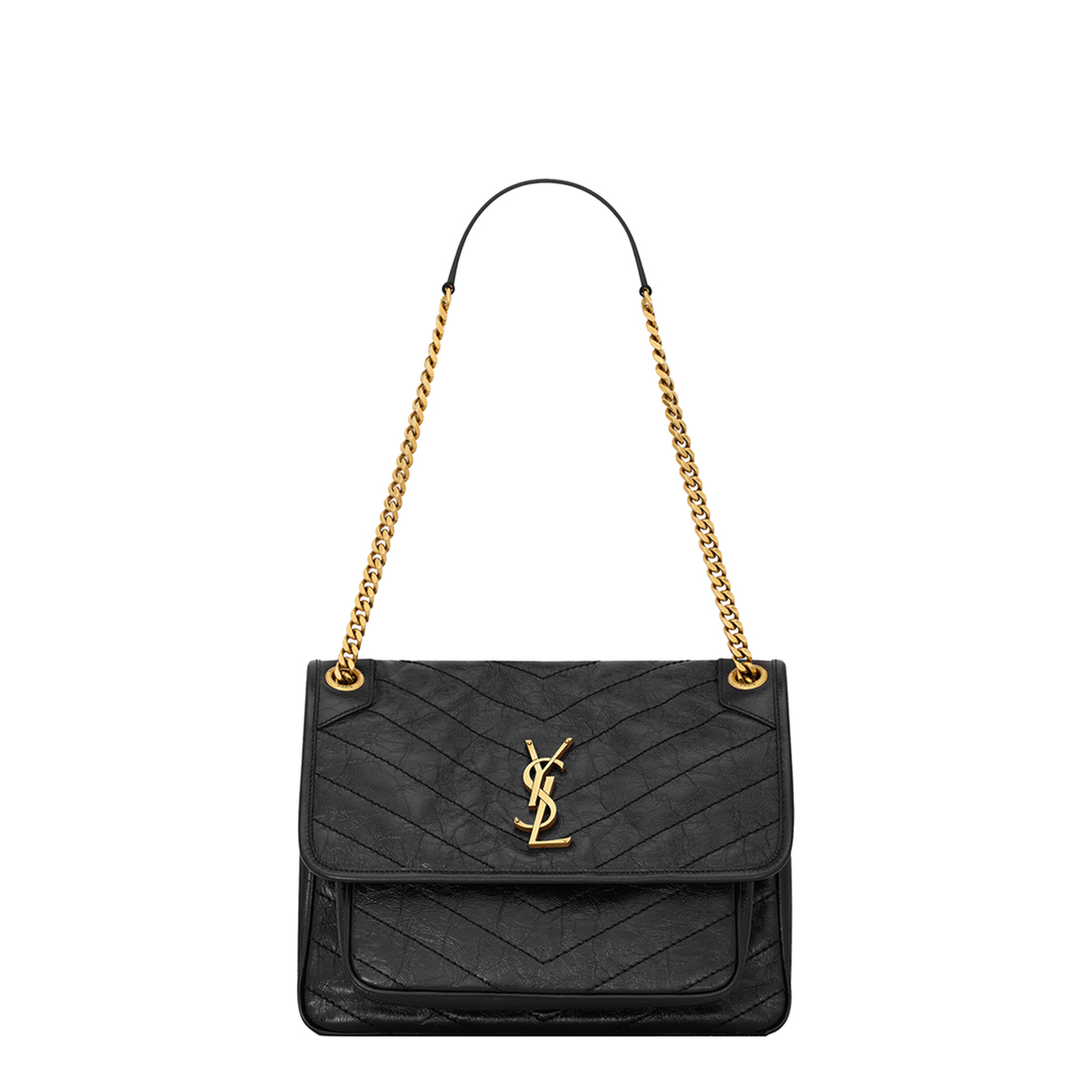 Niki Medium Calf Leather Shoulder Bag - Black - Image 8