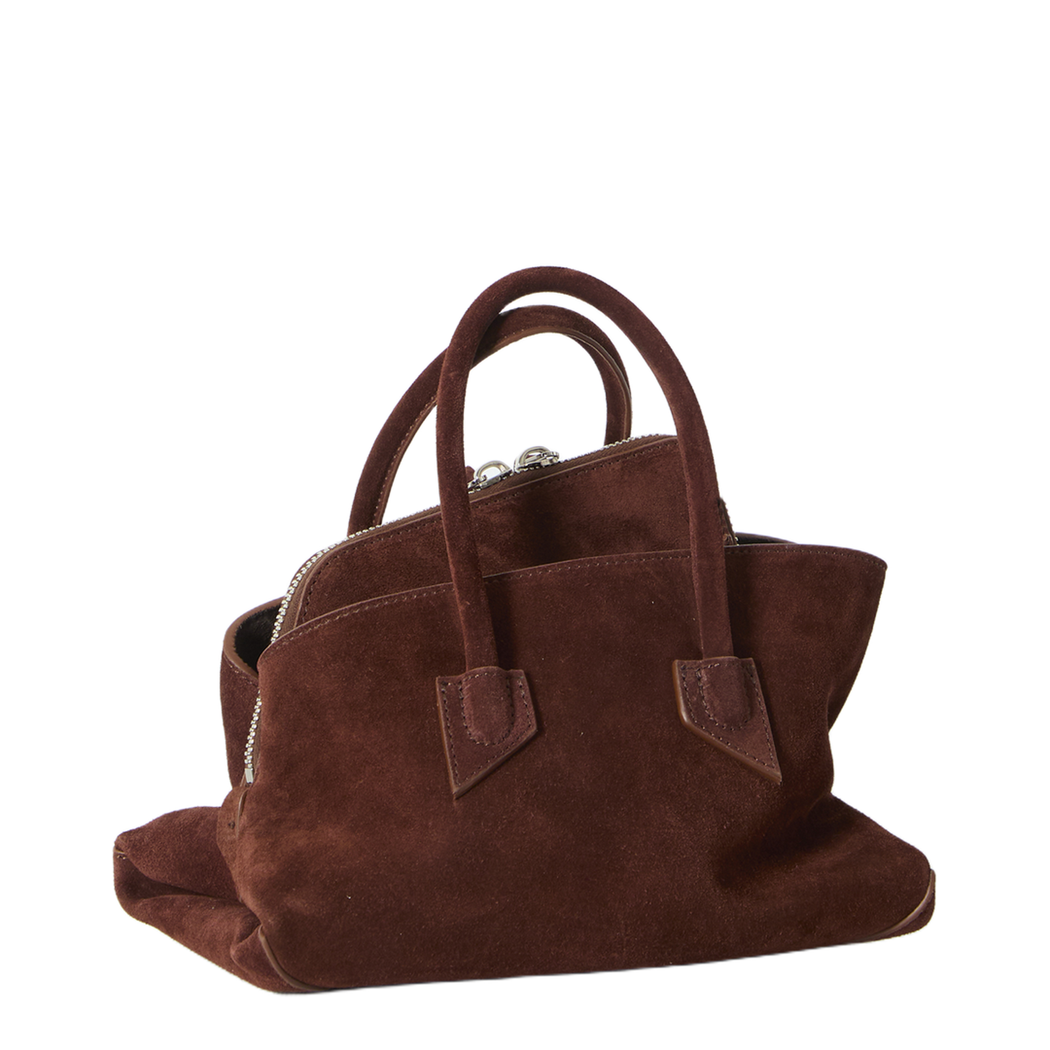 Lizzie Mini Suede Top Handle Bag - Light Choco - Image 2