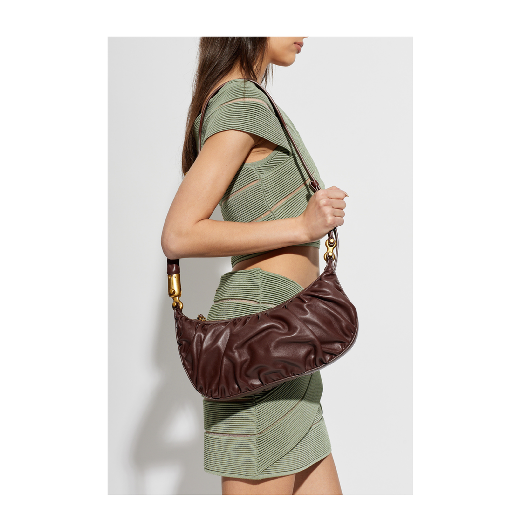 Ébène Medium Calfskin Hobo Bag - Dark Brown - Image 2