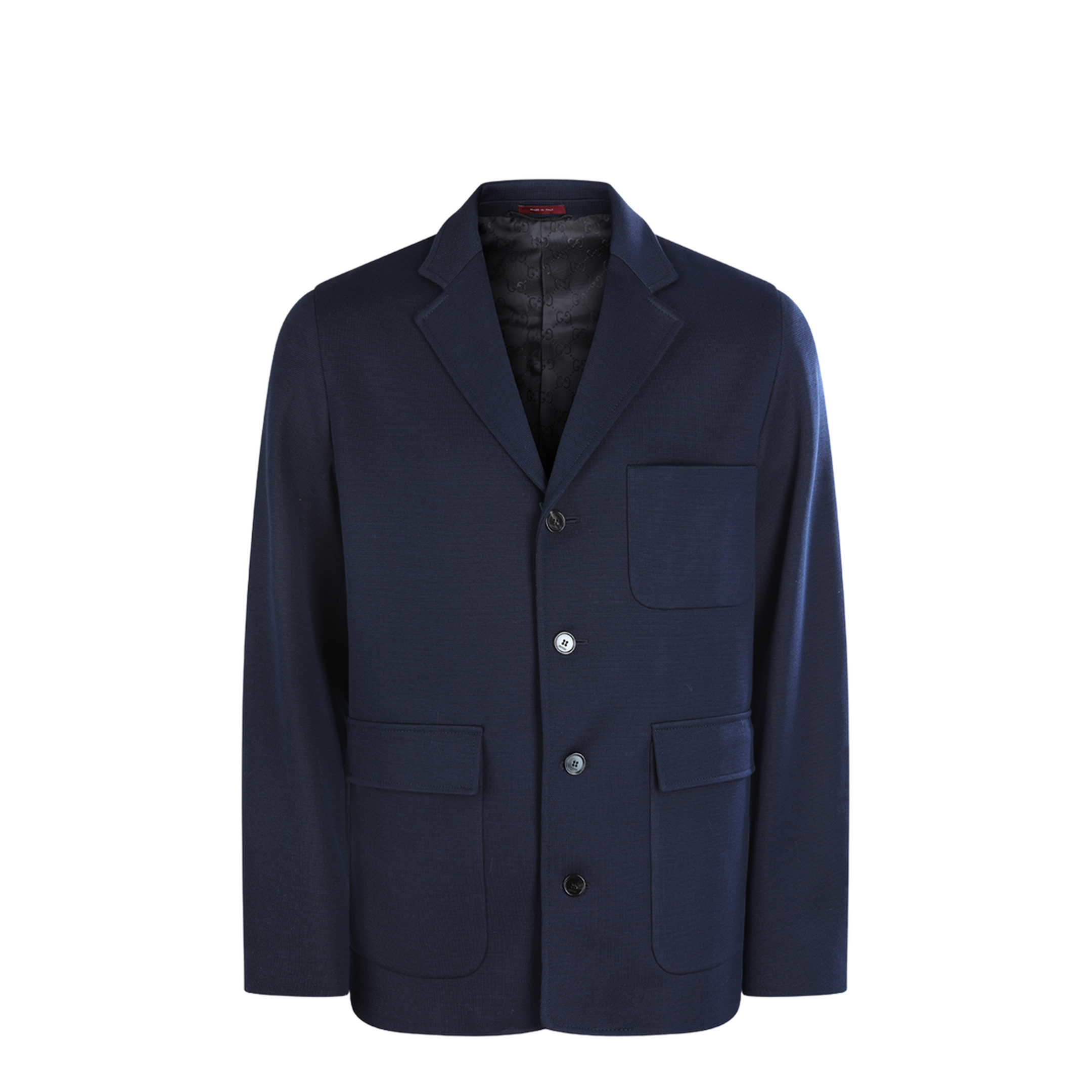 Single-breast Cotton Jersey Jacket in Dark Blue - Image 2