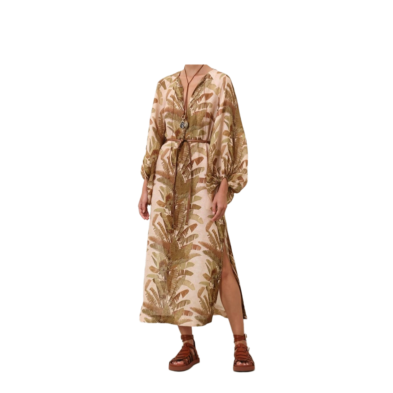 Palm Ascension Linen Midi Dress - Image 2