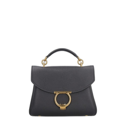 Gancini Pebbled Calfskin Top Handle Bag - Nero - Image 1
