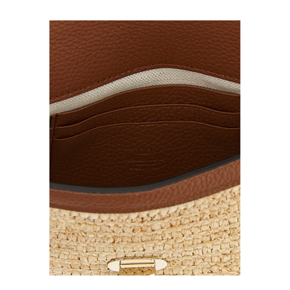Rockstud Mini Raffia Shoulder Bag - Natural/saddle Brown - Image 4