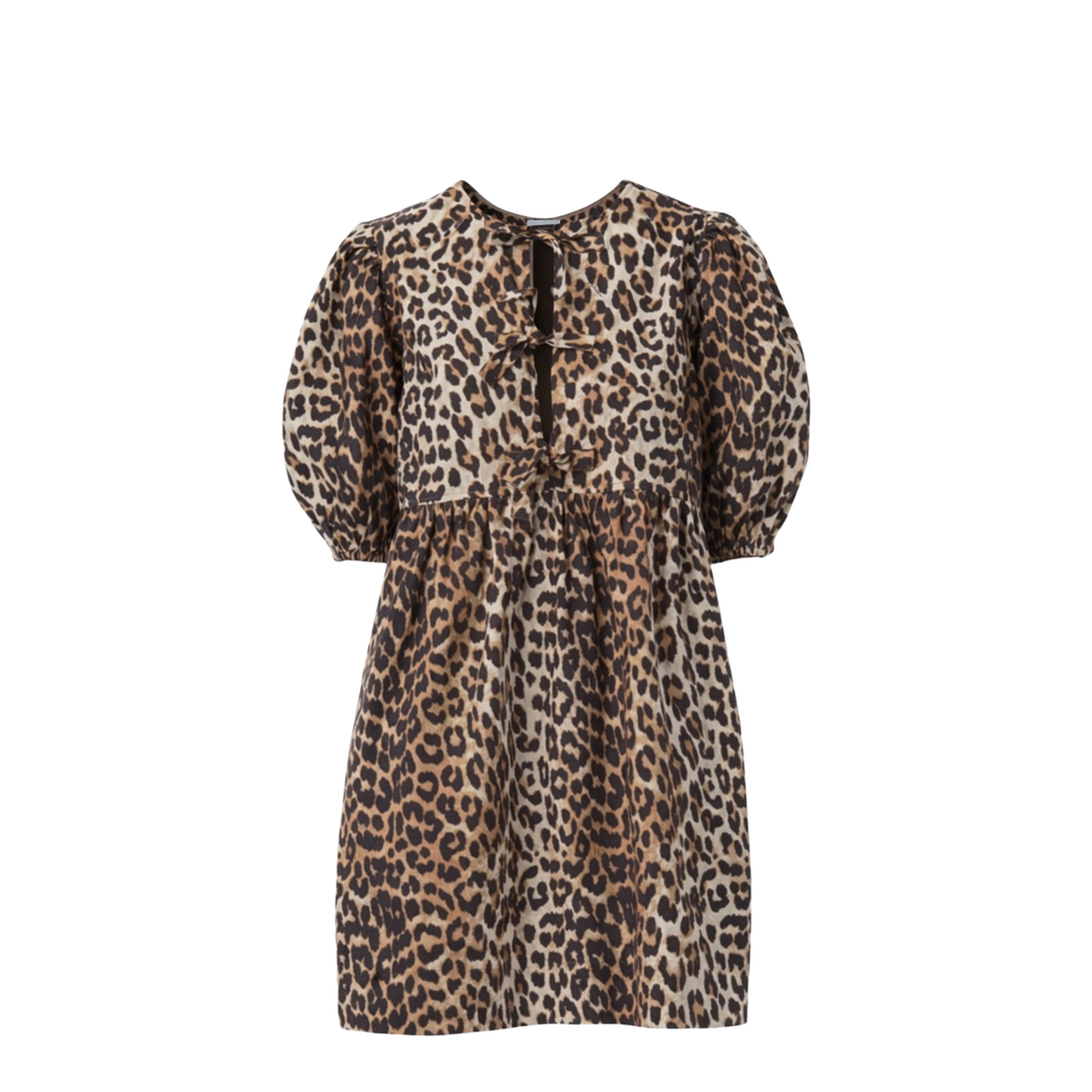 Printed Tie String Poplin Mini Dress - Image 1