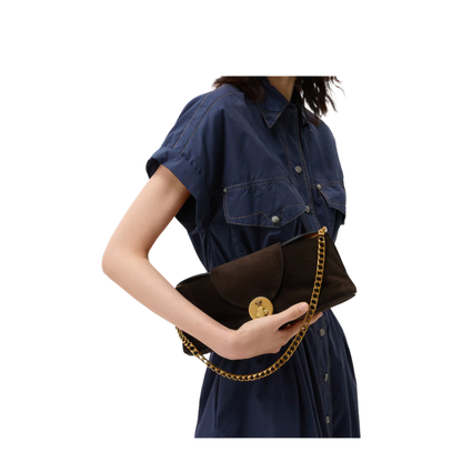 Vivian Small Suede Leather Clutch - Brown - Image 5