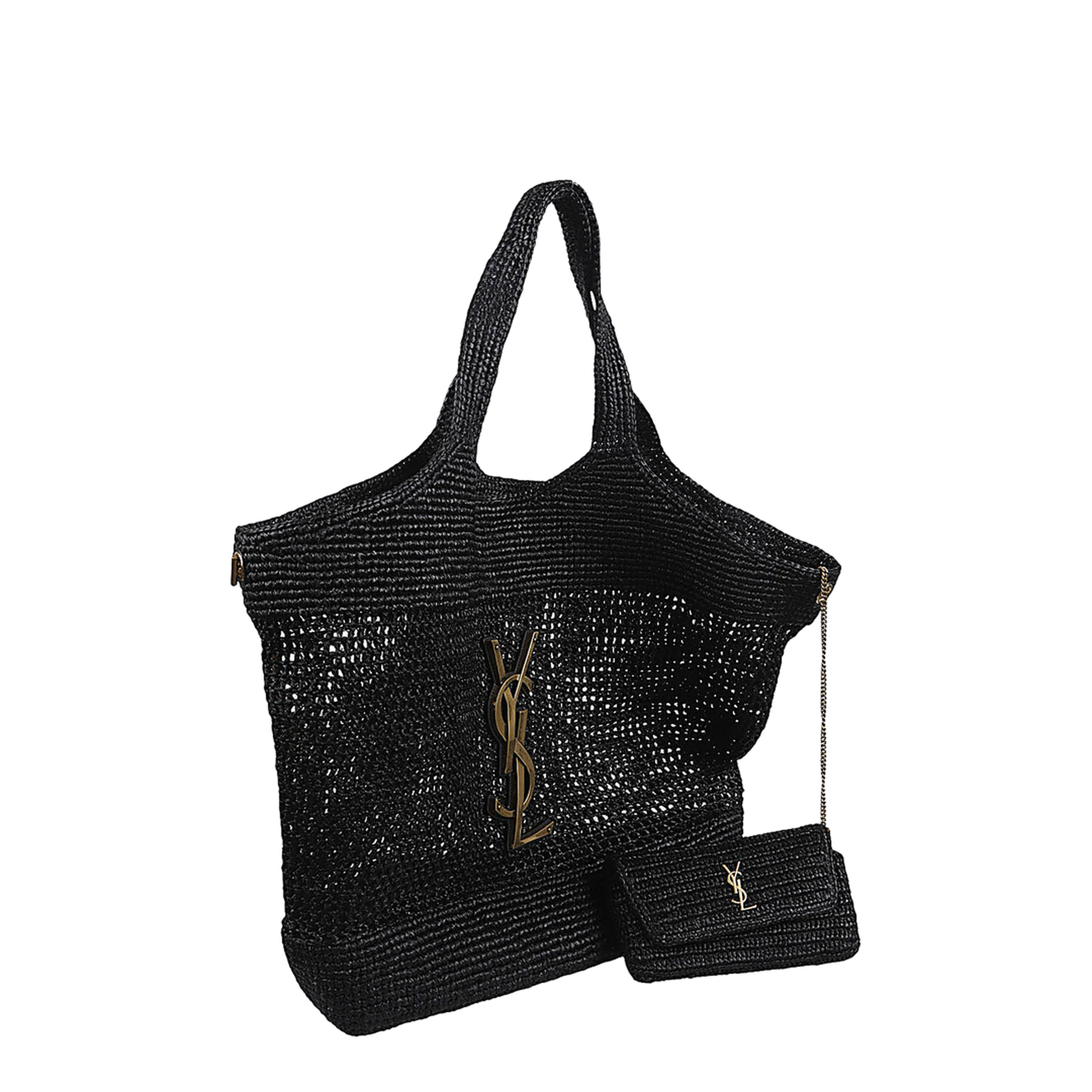 Icare Maxi Raffia Tote Bag - Black - Image 3