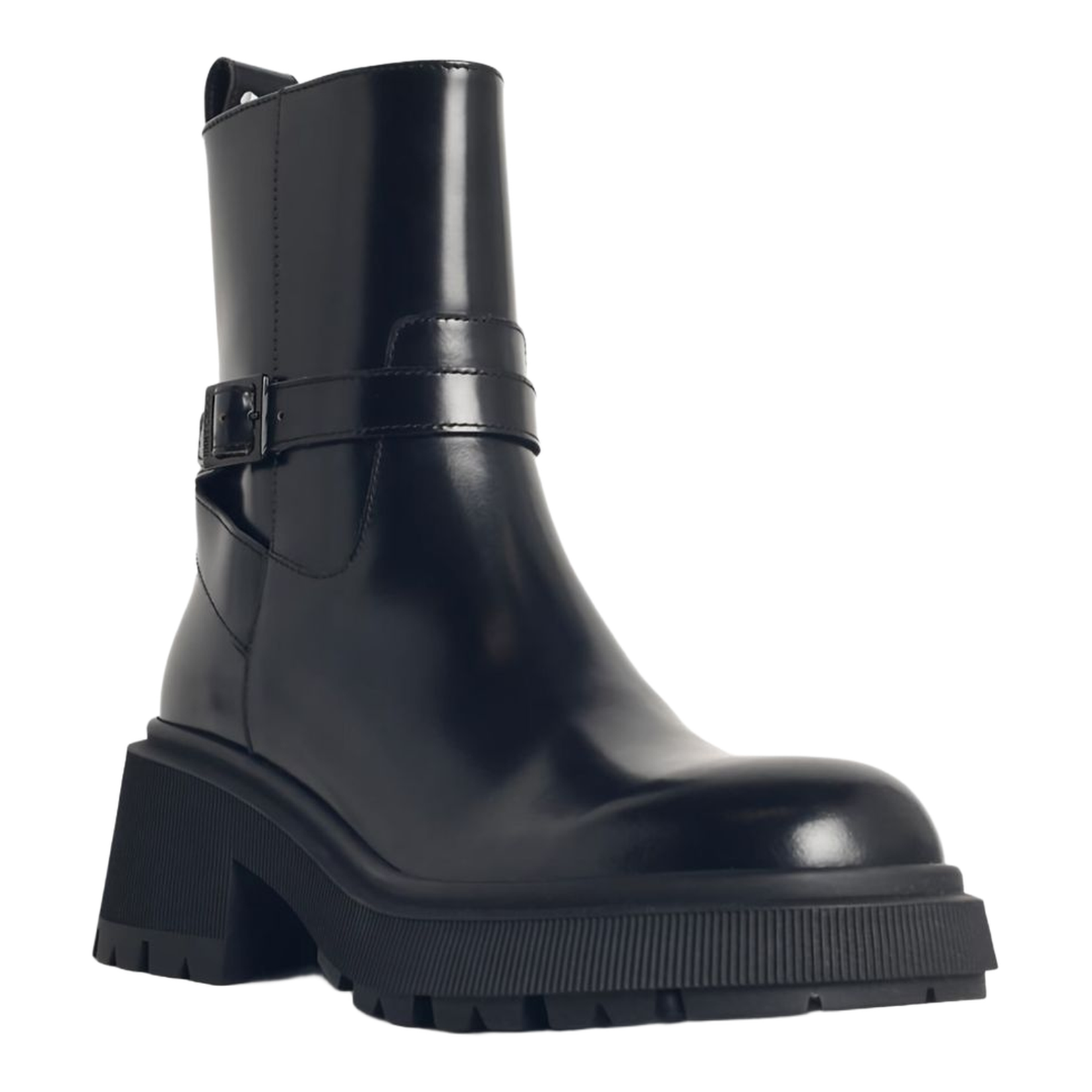 Decorative Buckle Black Calfskin Leather Flats - Image 3