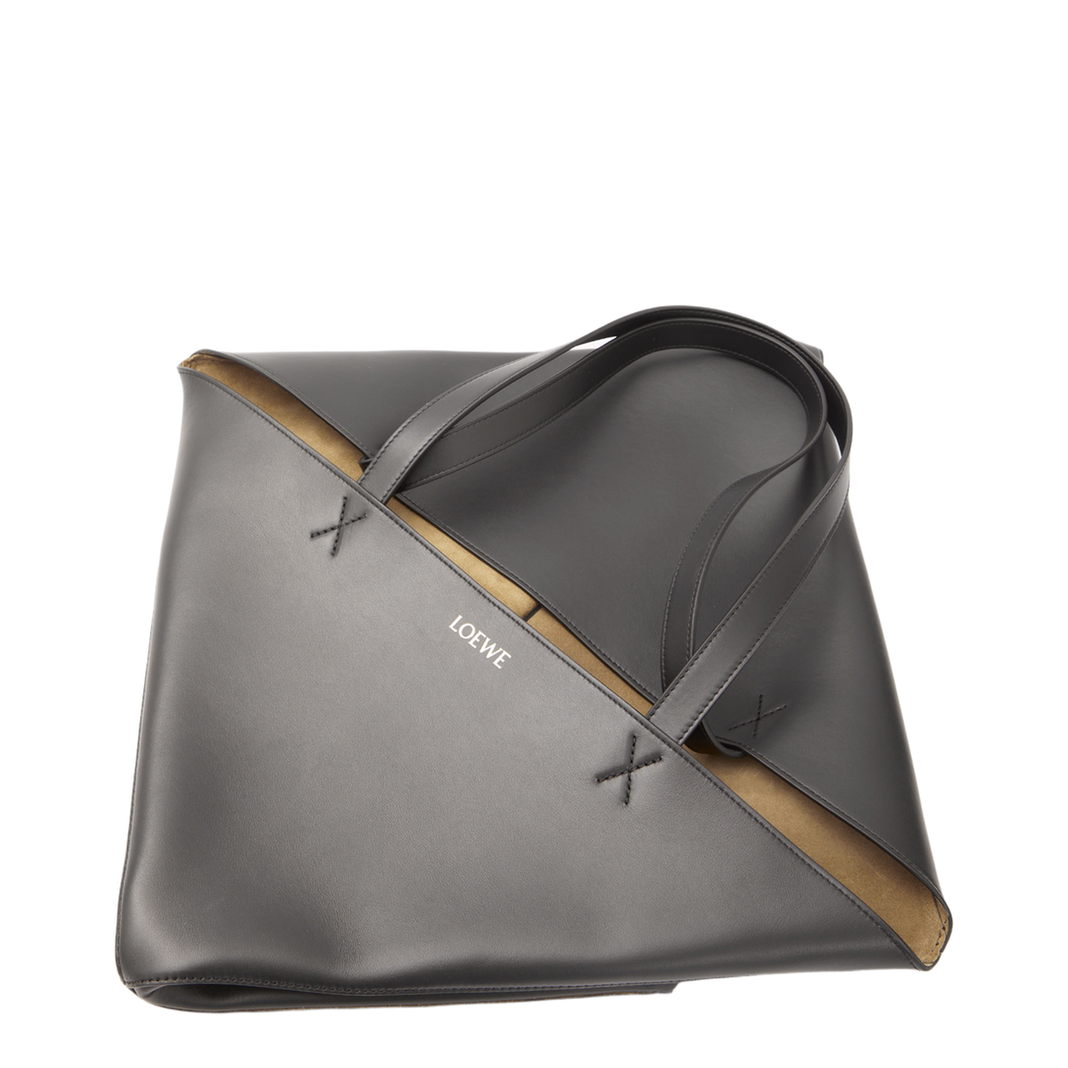 Puzzle Fold XL Leather Tote Bags - Black - Image 5