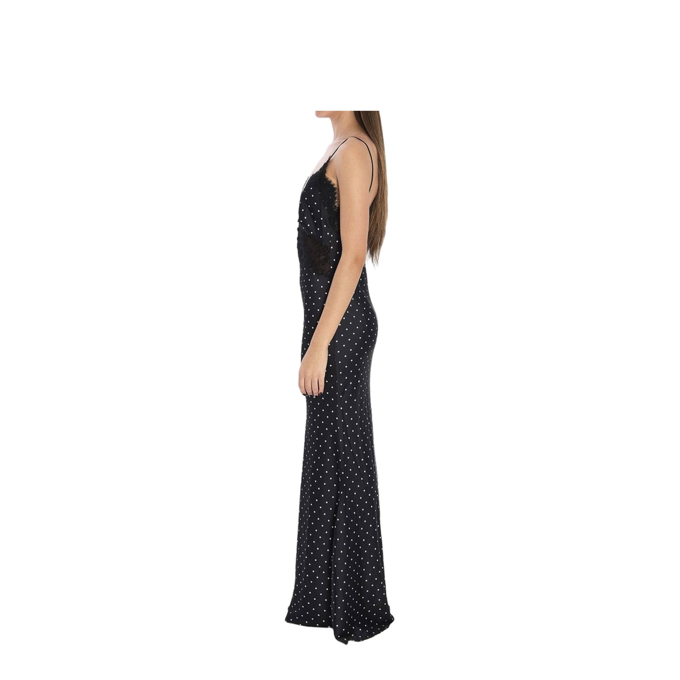 Polka Dot Satin Lace Maxi Dress - Image 2
